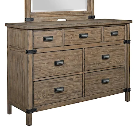 Rustic Weathered Gray Bureau with Drop-Front Media Drawer